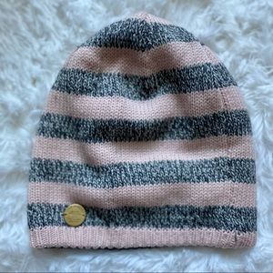 AMERICAN VINTAGE STYLE REVERSIBLE STRIPED SOLID KNIT BEANIE HAT